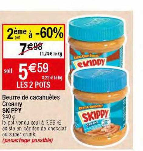 beurre de cacahuètes creamy skippy