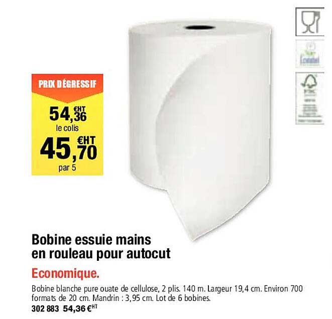 bobine essuie mains en rouleau pour autocut