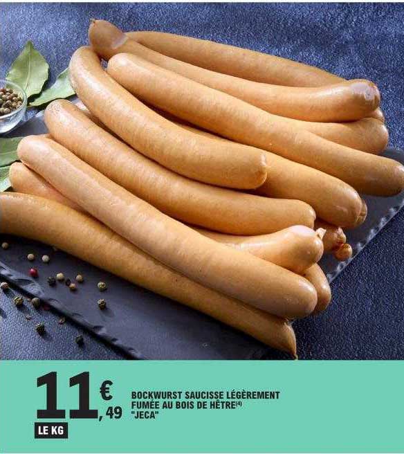 bockwurst saucisse légèrement fumée au bois de hêtre "jeca"