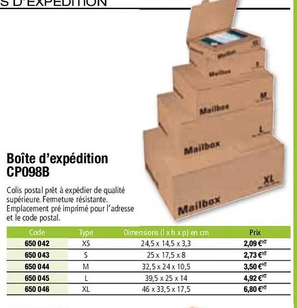 boîte d'expédition cp098b