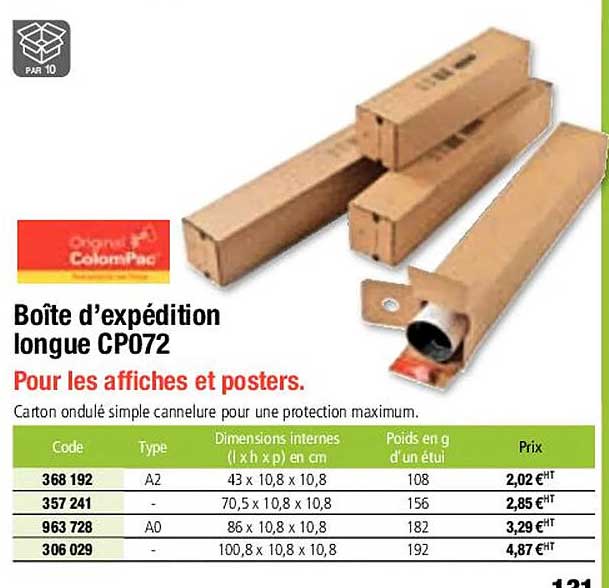 boîte d'expédition longue cp072