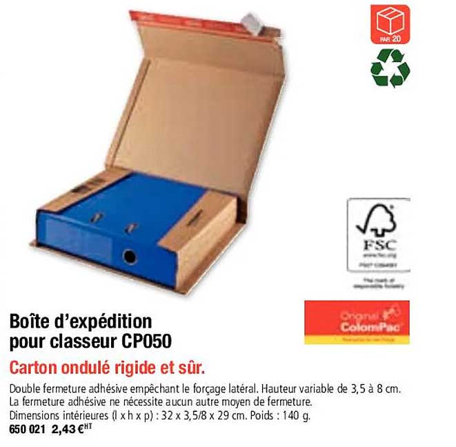 boîte d'expédition pour classeur cp050