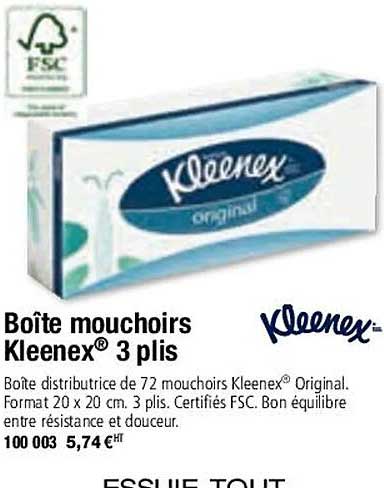 boîte mouchoirs kleenex 3 plis