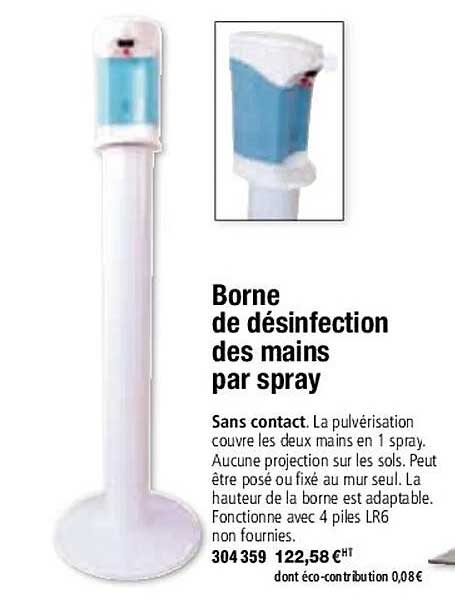 borne de désinfection des mains par spray