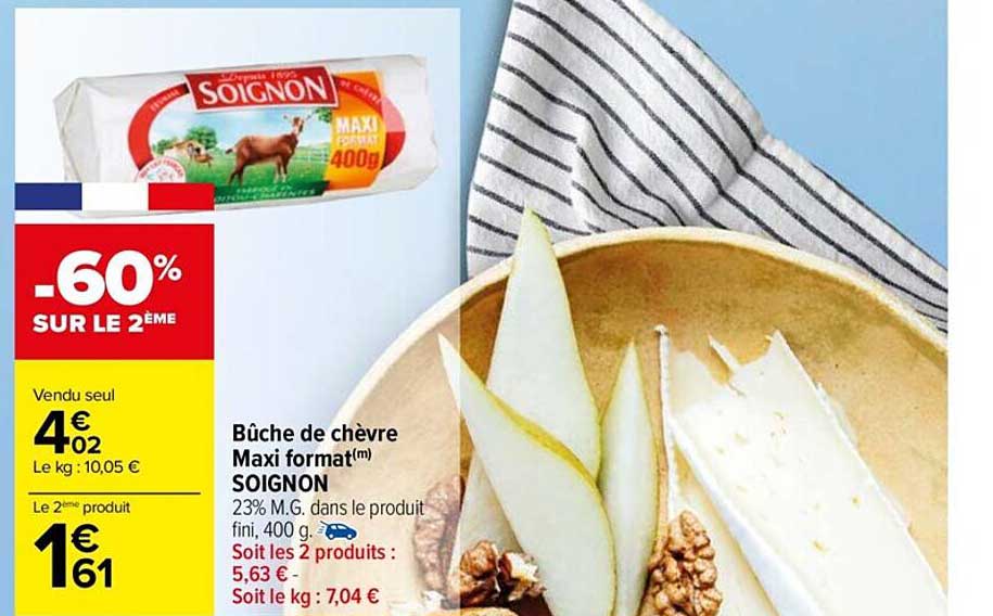 bûche de chèvre maxi format soignon