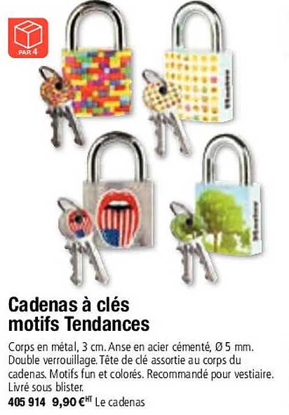cadenas à clés motifs tendances