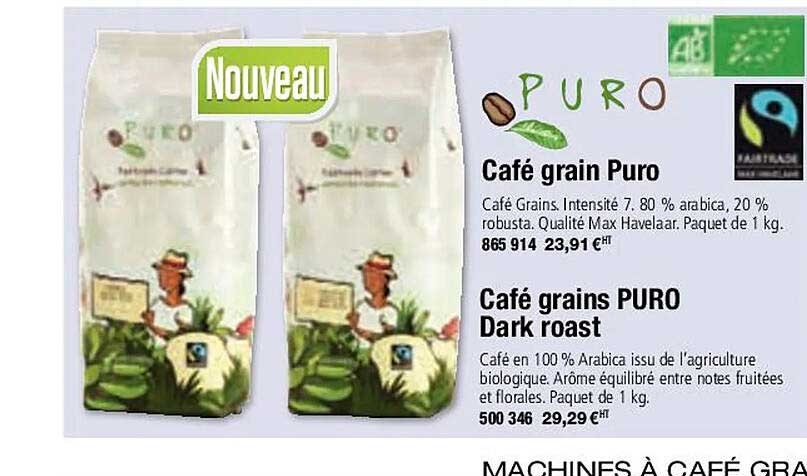 café grain puro ou dark roast