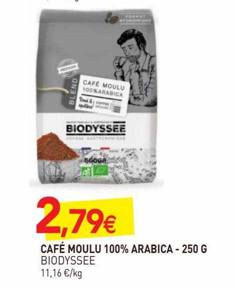 Café Moulu 100% Arabica Biodyssée - 250 G