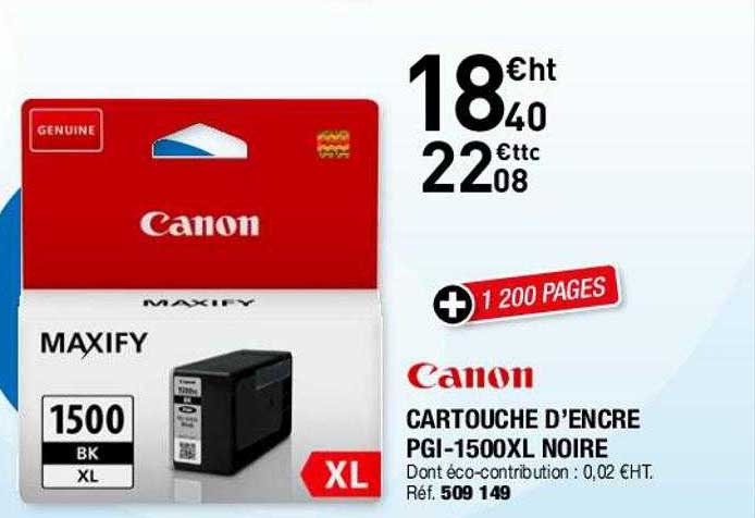 canon cartouche d'encre pgi-1500xl noire