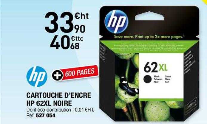 cartouche d'encre hp 62xl noire