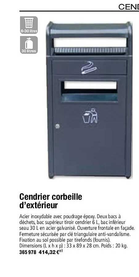 cendrier corbeille d'extérieur