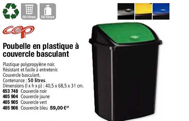 Cep Poubelle En Plastique à Couvercle Basculant