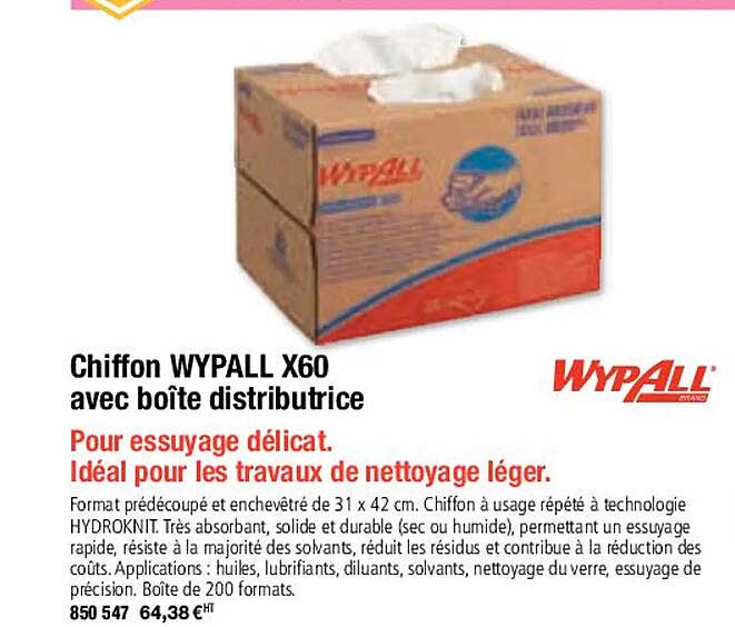 chiffon wypall x60 avec boîte distributrice