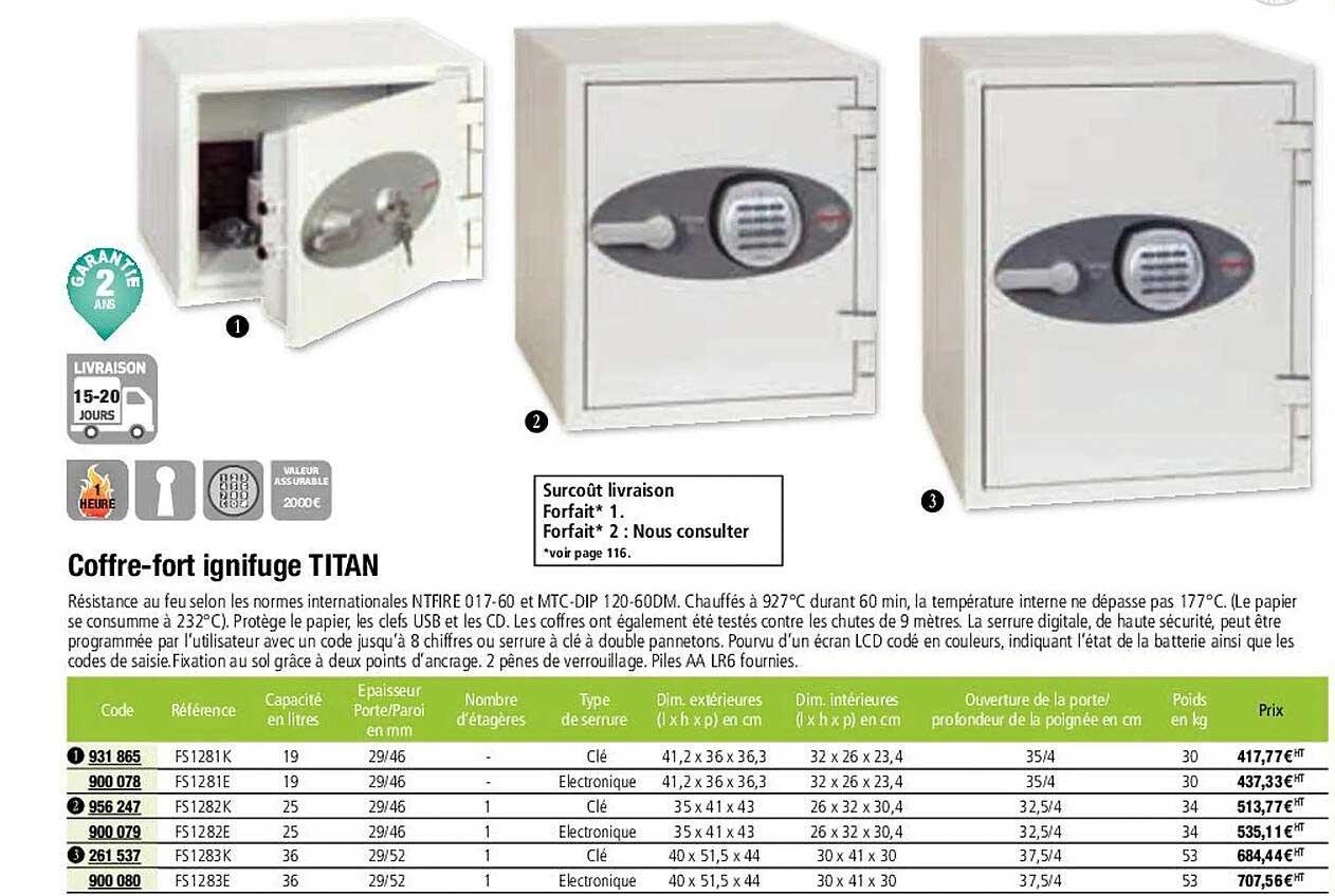 coffre-fort ignifuge titan