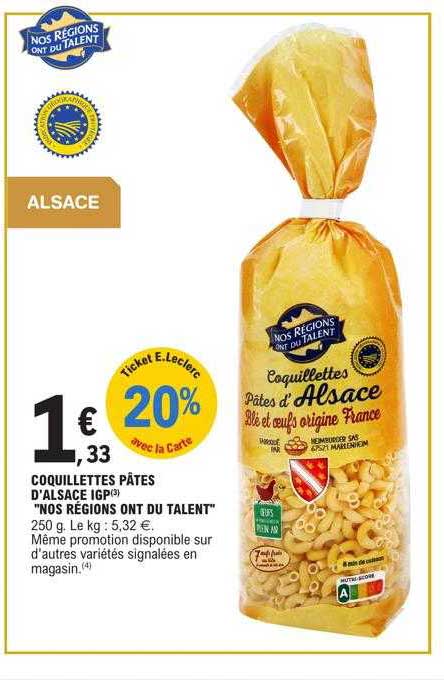 coquillettes pâtes d'alsace igp "nos régions ont du talent"