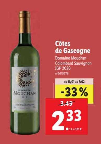 Côtes De Gascogne Domaine Mouchan Colombar Sauvignon