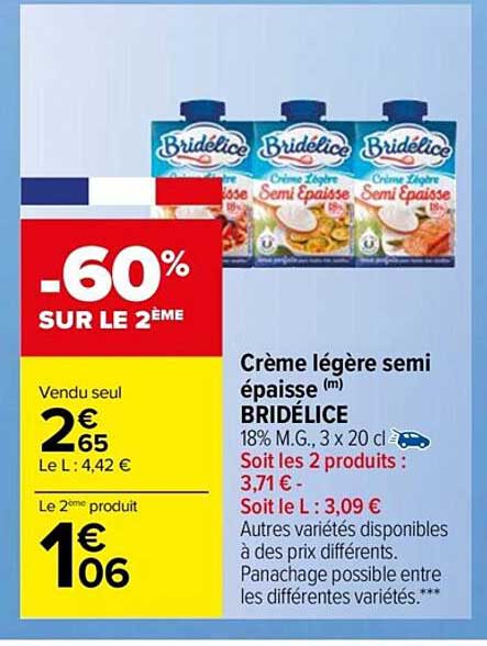 crème légère semi épaisse bridélice