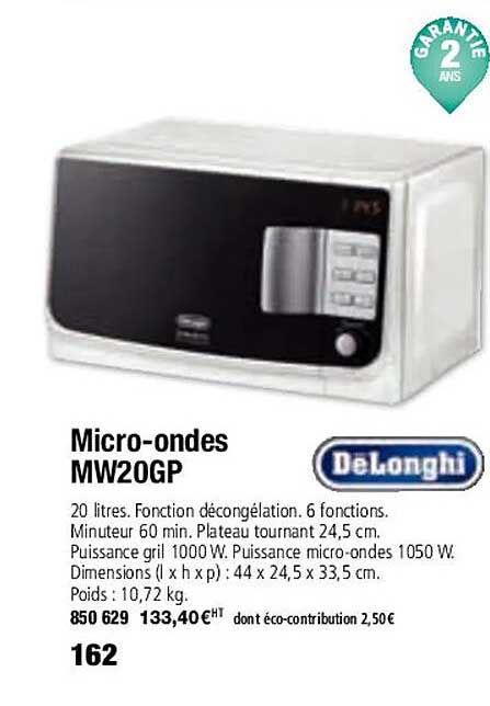 delonghi micro-ondes mw20gp
