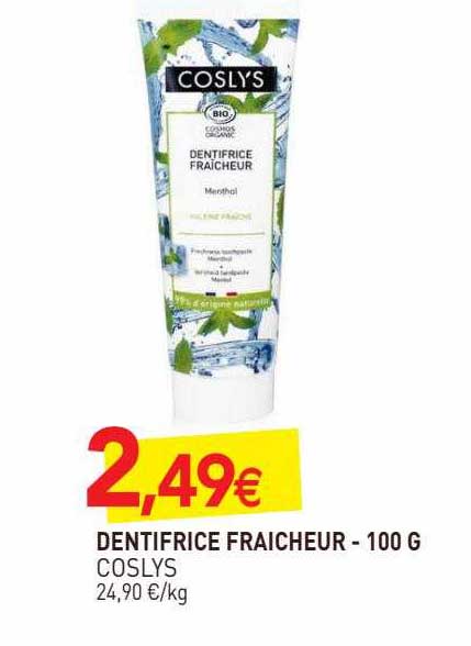 Dentifrice Fraîcheur Coslys - 100 G