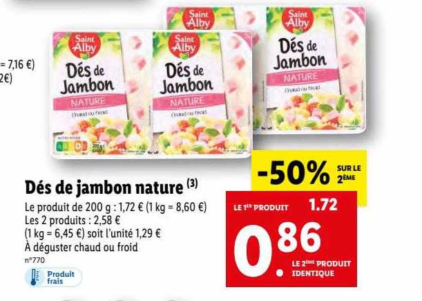 dés de jambon nature saint alby