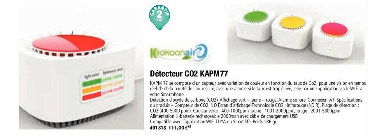 détecteur co2 kapm77 kokoonair