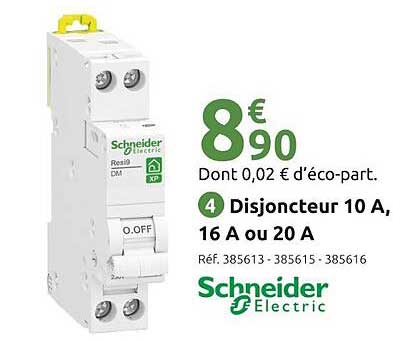 disjoncteur 10 a, 16 a ou 20 a schneider electric