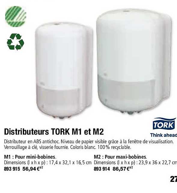 distributeurs tork m1 et m2