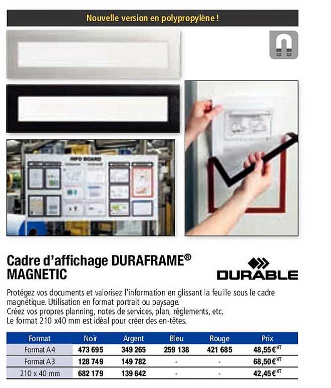 durable cadre d'affichage duraframe magnetic