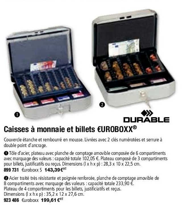 durable caisses à monnaie et billets £uroboxx