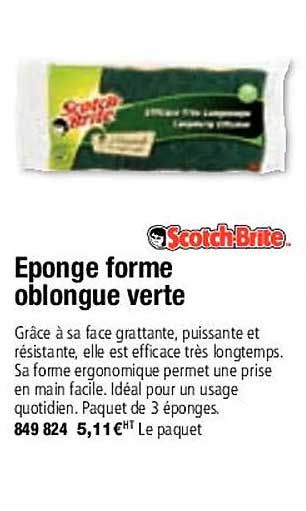 éponge forme oblongue verte scotch brite