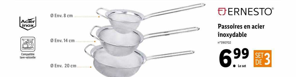 ernesto passoires en acier inoxydable