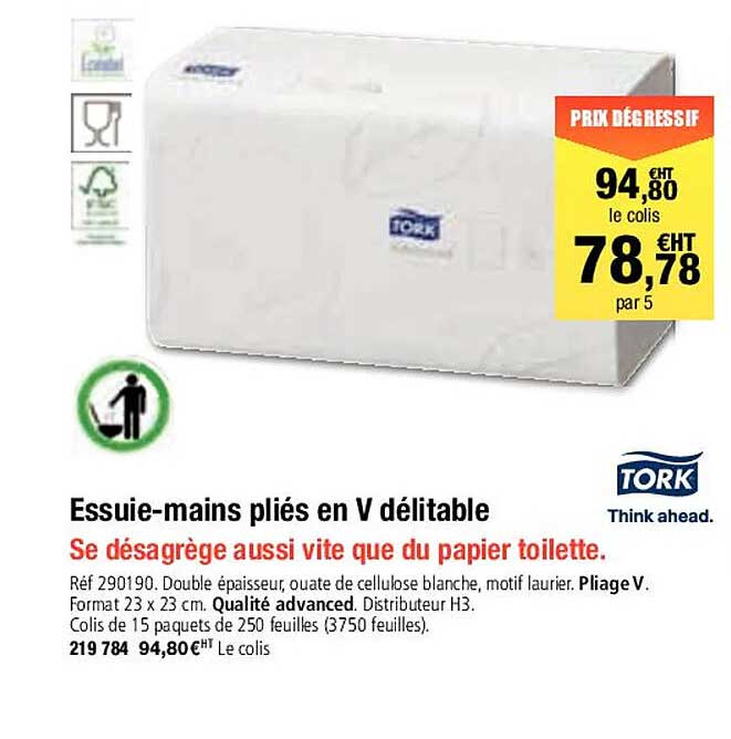 essuie-mains pliés en v délitable