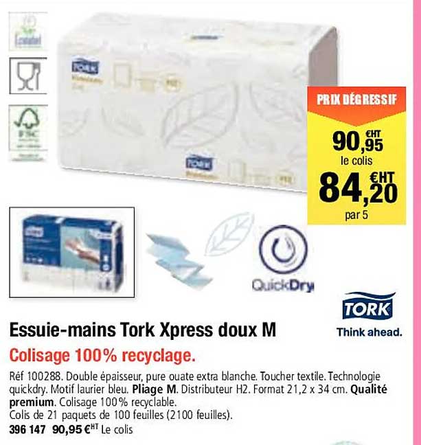 essuie-mains tork express doux m