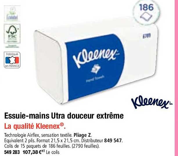 essuie-mains ultra douceur extrême kleenex