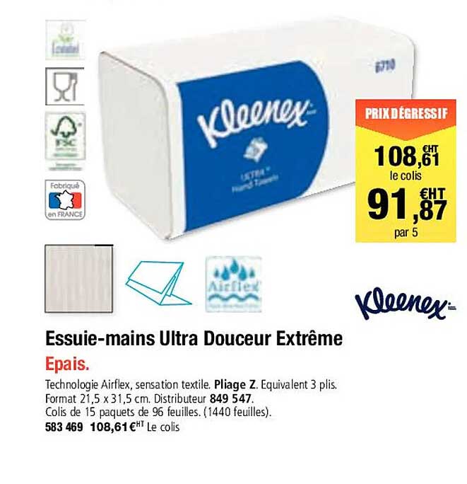 essuie-mains ultra douceur extrême kleenex