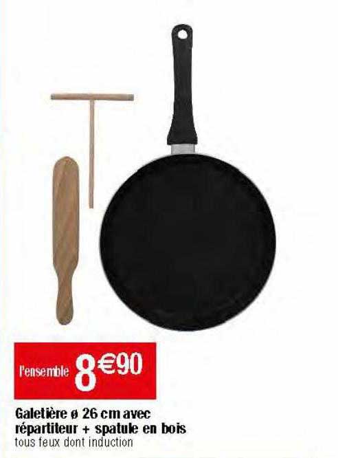 galetière ø 26 cm avec répartiteur + spatule en bois