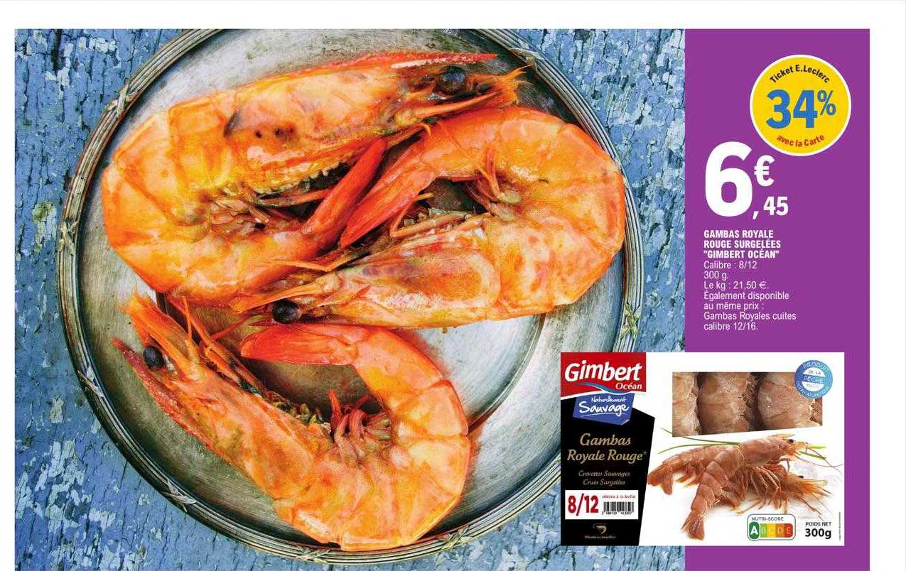 gambas royale rouge surgelées "gimbert océan"