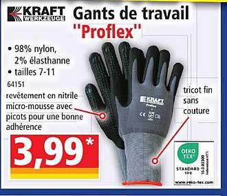 gants de travail "proflex" kraft werkzeuge