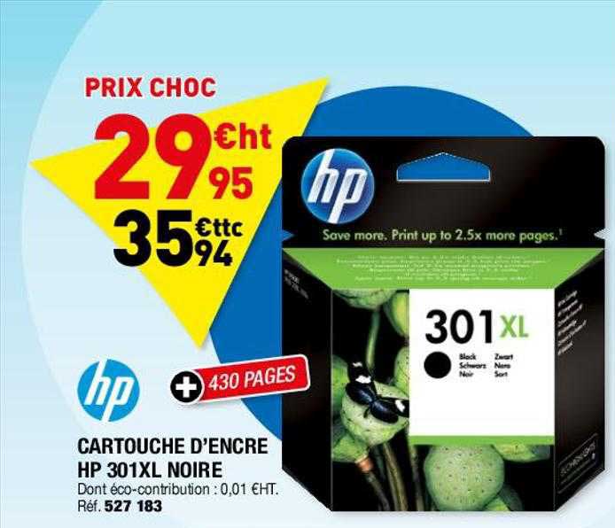 hp cartouche d'encre 301xl noire