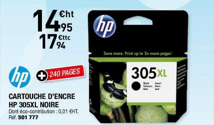 hp cartouche d'encre 305xl noire