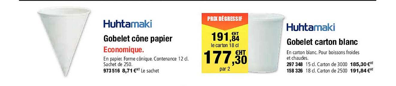 Huhtamaki Gobelet Cône Papier Ou Carton Blanc
