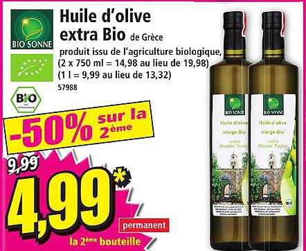 huile d'olive extra bio de grèce bio sonne