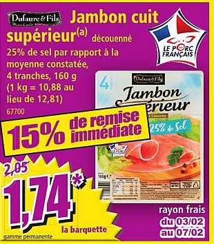 Jambon Cuit Supérieur Découenné Dufaure & Fils