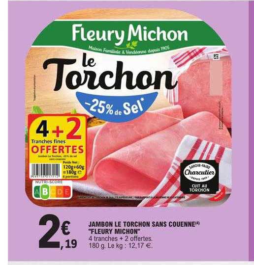 jambon le torchon sans couenne "fleury michon"