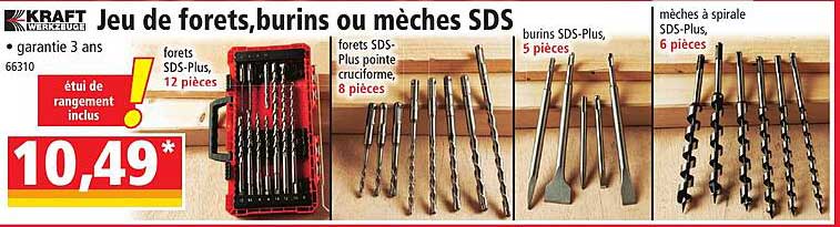 jeu de forets, burins ou mèches sds kraft werkzeuge