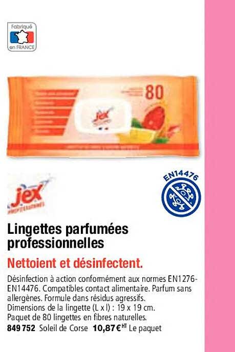 jex lingettes parfumées professionnelles