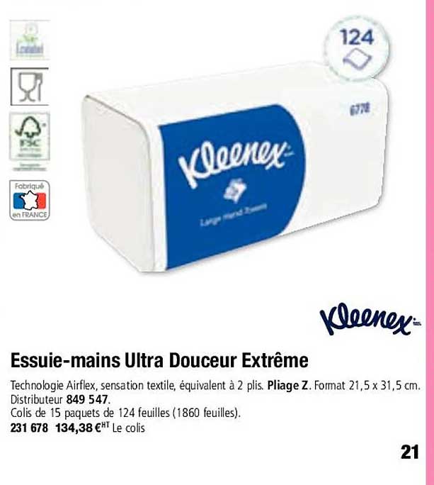 kleenex essuie-mains ultra douceur extrême