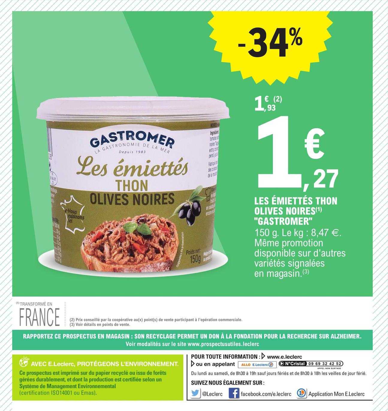 les émiettés thon olives noires "gastromer"
