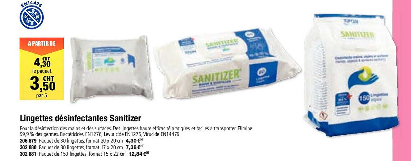 lingettes désinfectantes sanitizer