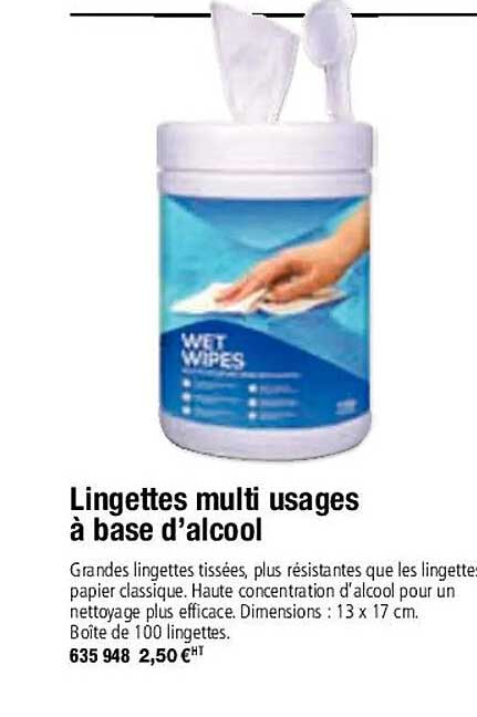 lingettes multi usages à base d'alcool
